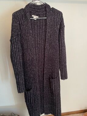 Ariat Charcoal Ribbed Open-Front Long Cardigan